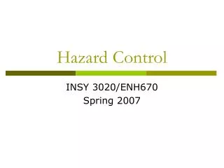 Hazard Control
