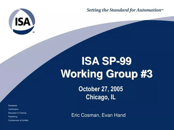 isa sp 99 working group 3