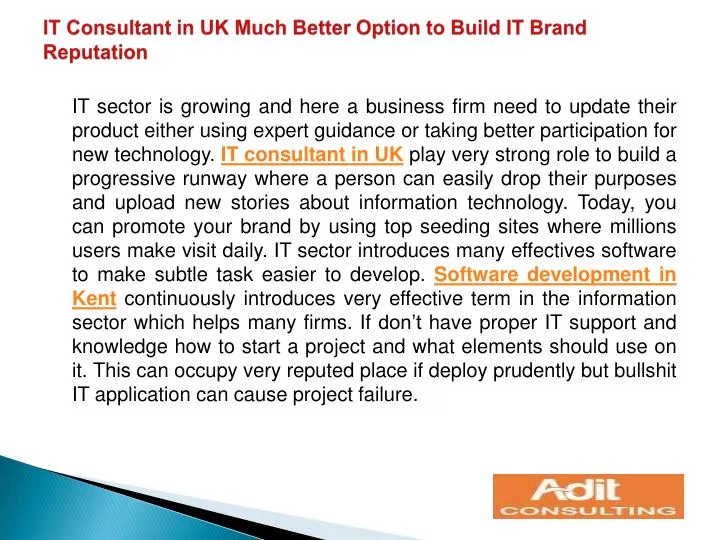 it consultant in uk much better option to build it brand reputation