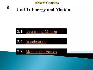 Chapter 2: Motion