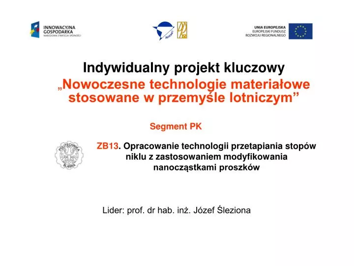 indywidualny projekt kluczowy nowoczesne technologie materia owe stosowane w przemy le lotniczym