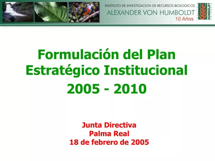formulaci n del plan estrat gico institucional 2005 2010