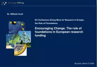 EU Conference Giving More for Research in Europe: the Role of Foundations