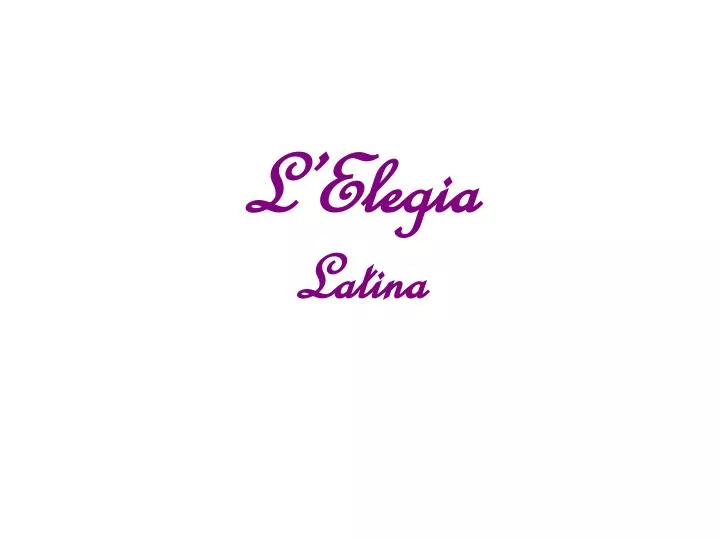 l elegia latina