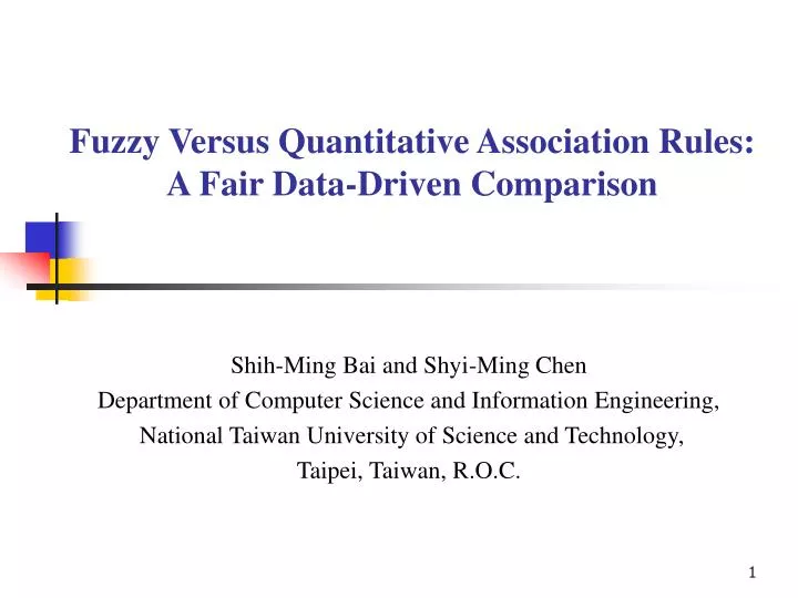fuzzy versus quantitative association rules a fair data driven comparison