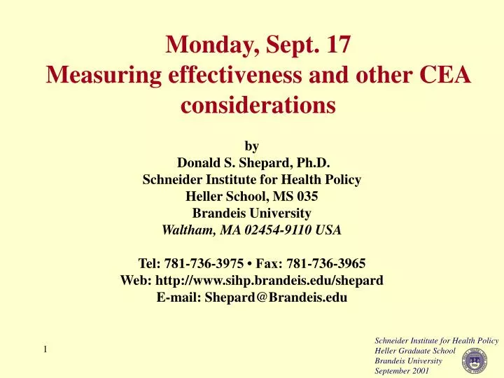 monday sept 17 measuring effectiveness and other cea considerations