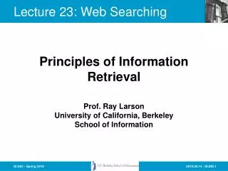 Lecture 23: Web Searching
