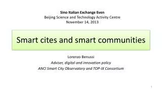 Smart cites and smart communities