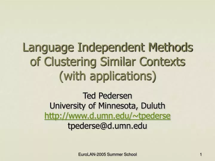 language independent methods of clustering similar contexts with applications