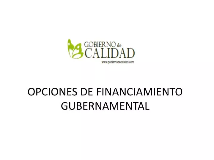 opciones de financiamiento gubernamental