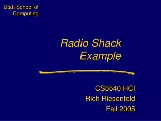 Radio Shack Example
