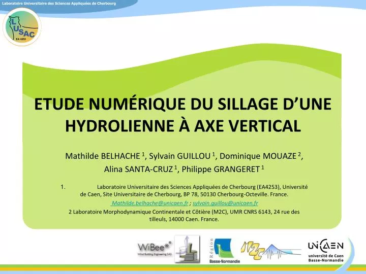 etude num rique du sillage d une hydrolienne axe vertical