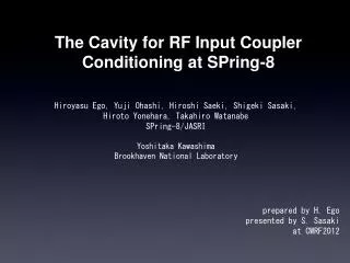 The Cavity for RF Input Coupler Conditioning at SPring-8