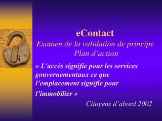 econtact examen de la validation de principe plan d action
