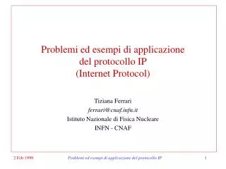 problemi ed esempi di applicazione del protocollo ip internet protocol
