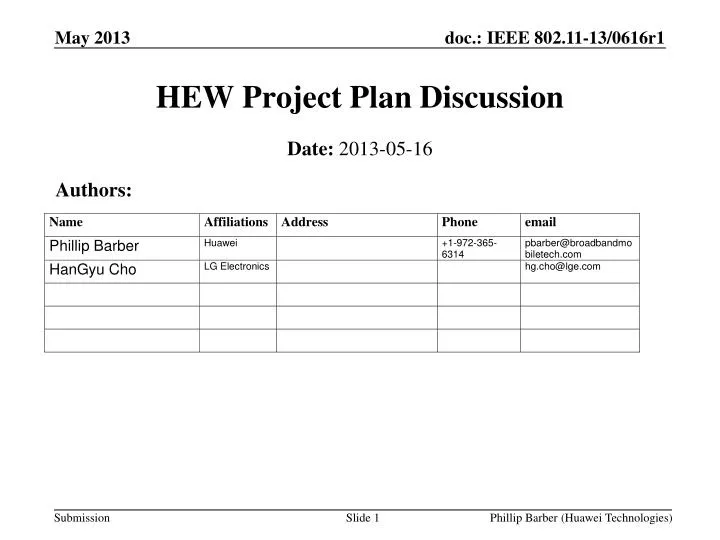 hew project plan discussion