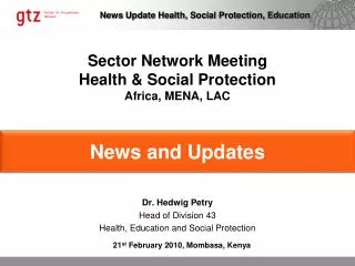 Sector Network Meeting Health &amp; Social Protection Africa, MENA, LAC