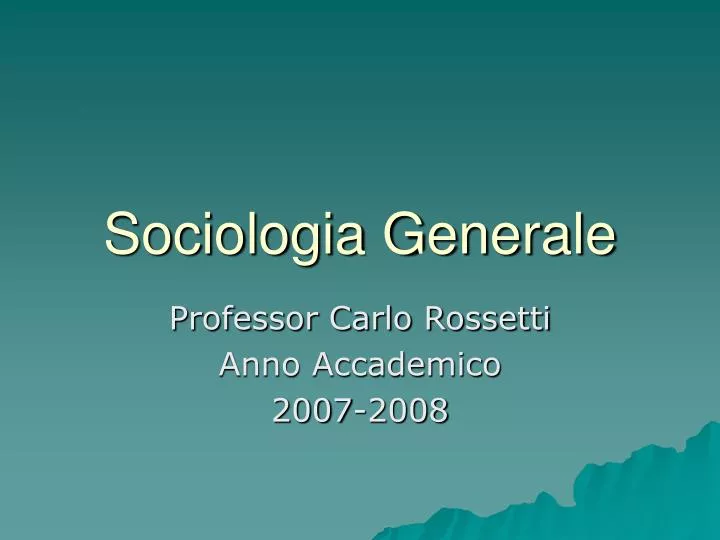 sociologia generale