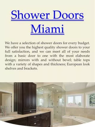 Frameless Shower Doors Fort Lauderdale