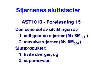 stjernenes sluttstadier