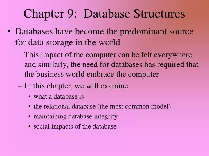 chapter 9 database structures