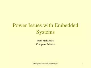 Power Issues with Embedded Systems