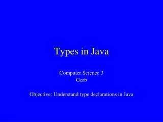 Types in Java