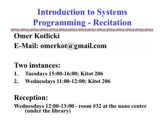 introduction to systems programming recitation