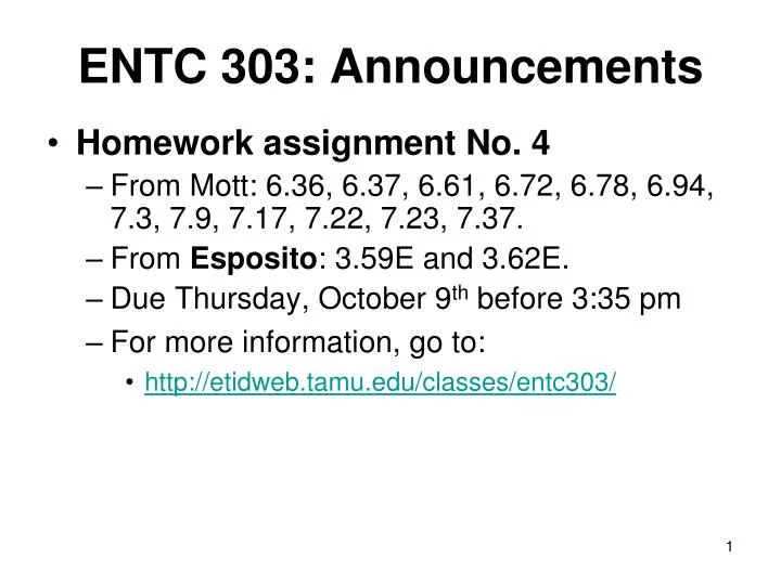 entc 303 announcements