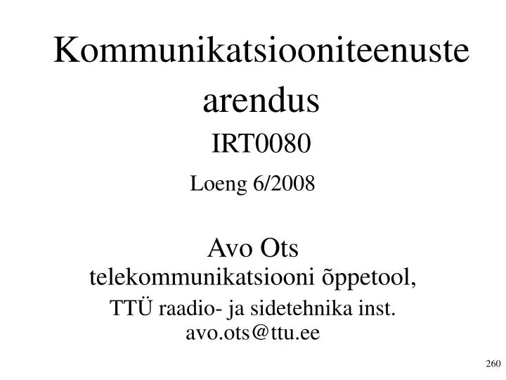 kommunikatsiooniteenuste arendus irt0080