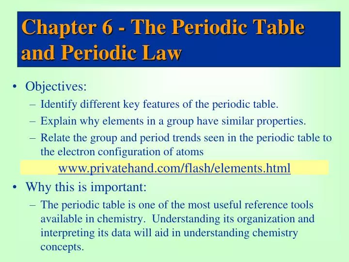 chapter 6 the periodic table and periodic law