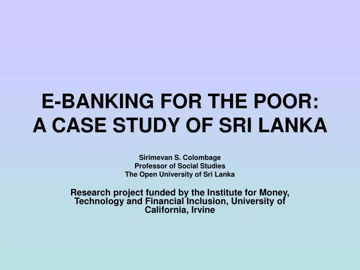 e banking for the poor a case study of sri lanka