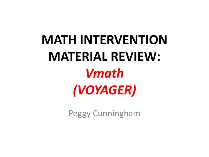 math intervention material review vmath voyager