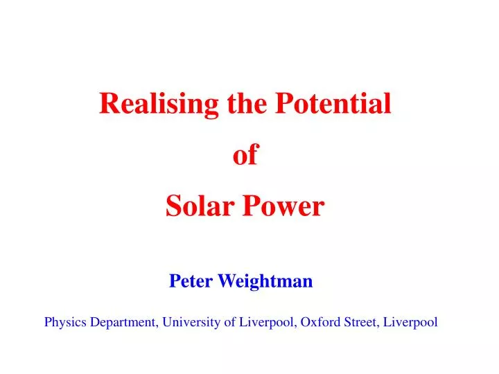 realising the potential of solar power