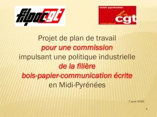 Projet de plan de travail pour une commission impulsant une politique industrielle de la filière