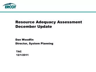 Resource Adequacy Assessment December Update