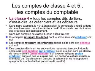 les comptes de classe 4 et 5 les comptes du comptable
