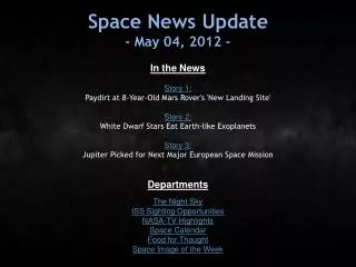 Space News Update - May 04, 2012 -