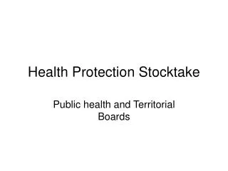 Health Protection Stocktake