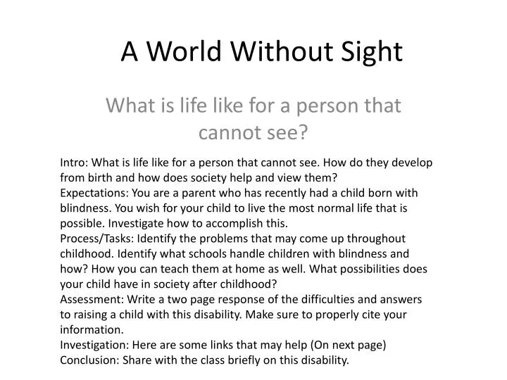 a world without sight