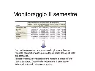 monitoraggio ii semestre