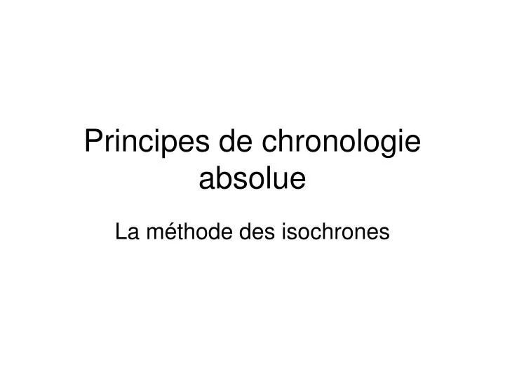 principes de chronologie absolue