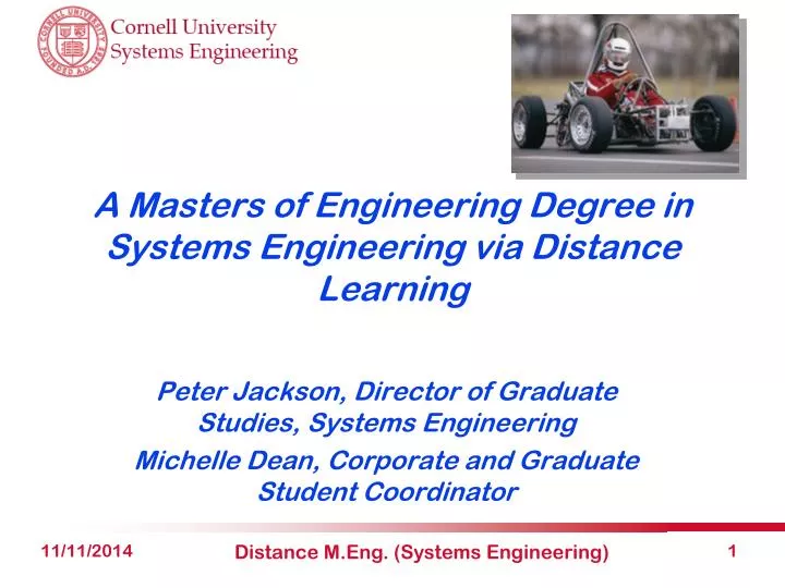 a masters of engineering degree in systems engineering via distance learning