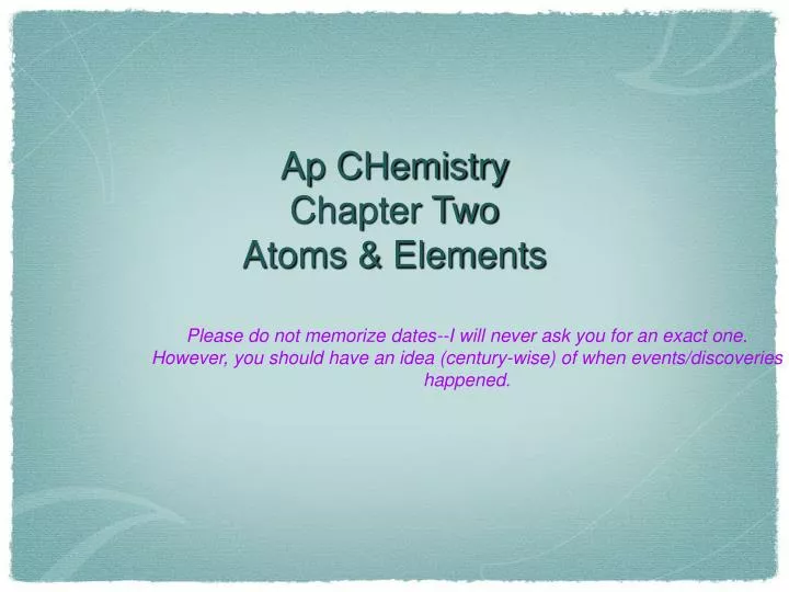 ap chemistry chapter two atoms elements