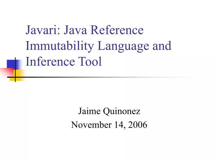 javari java reference immutability language and inference tool
