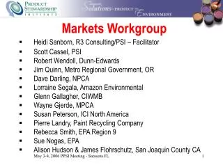 Markets Workgroup