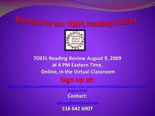 Test Tips for the TOEFL Reading Section