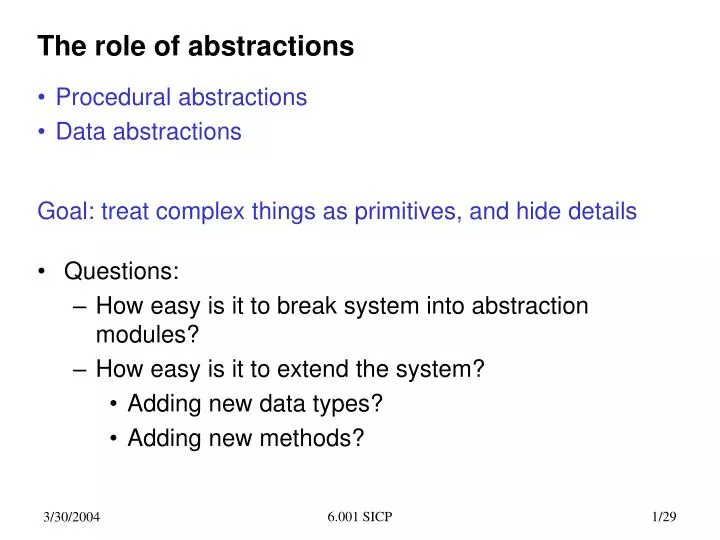 the role of abstractions