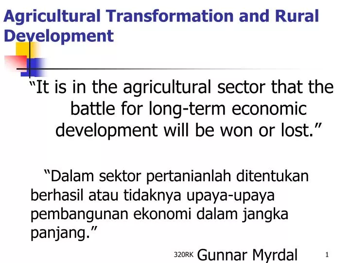 agricultural transformation and rural development
