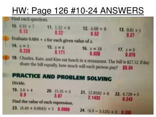 HW: Page 126 #10-24 ANSWERS